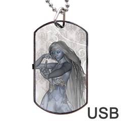 Beautiful Fairy With Swan Dog Tag Usb Flash (two Sides) by FantasyWorld7