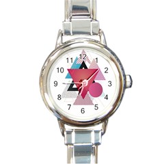 Geometric Line Patterns Round Italian Charm Watch