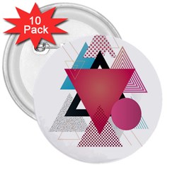 Geometric Line Patterns 3  Buttons (10 Pack) 