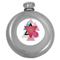 Geometric Line Patterns Round Hip Flask (5 Oz) by Mariart