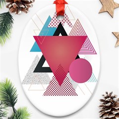 Geometric Line Patterns Oval Ornament (two Sides) by Mariart