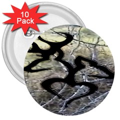 Black Love Browning Deer Camo 3  Buttons (10 pack) 