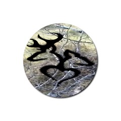 Black Love Browning Deer Camo Rubber Round Coaster (4 pack) 