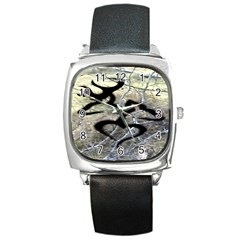 Black Love Browning Deer Camo Square Metal Watch