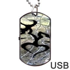 Black Love Browning Deer Camo Dog Tag USB Flash (One Side)