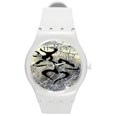 Black Love Browning Deer Camo Round Plastic Sport Watch (M)