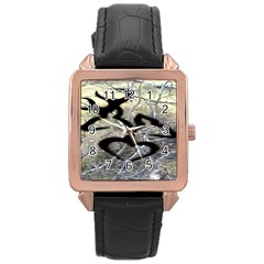 Black Love Browning Deer Camo Rose Gold Leather Watch 