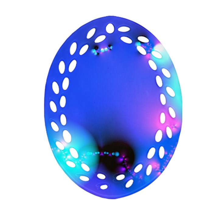 Love In Action, Pink, Purple, Blue Heartbeat Oval Filigree Ornament (Two Sides)