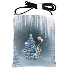 Christmas, Cute Giraffe With Bird Shoulder Sling Bag by FantasyWorld7