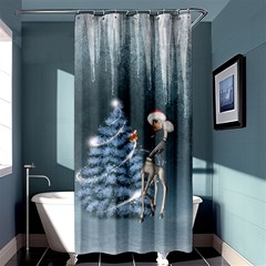 Christmas, Cute Giraffe With Bird Shower Curtain 36  X 72  (stall)  by FantasyWorld7