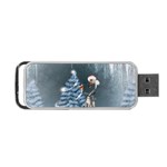 Christmas, Cute Giraffe With Bird Portable USB Flash (One Side) Front