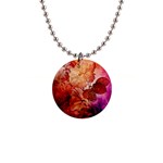 Flower Power, Colorful Floral Design 1  Button Necklace Front