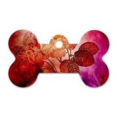 Flower Power, Colorful Floral Design Dog Tag Bone (one Side) by FantasyWorld7