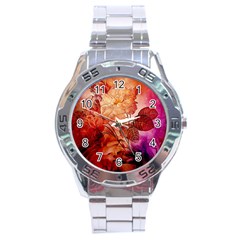 Flower Power, Colorful Floral Design Stainless Steel Analogue Watch by FantasyWorld7