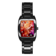 Flower Power, Colorful Floral Design Stainless Steel Barrel Watch by FantasyWorld7