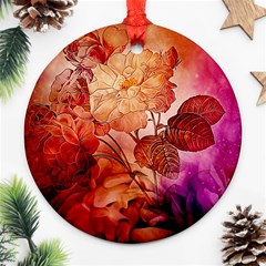 Flower Power, Colorful Floral Design Ornament (round) by FantasyWorld7