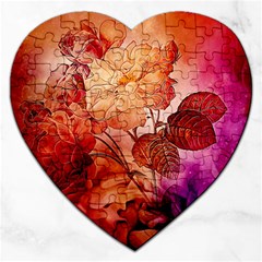 Flower Power, Colorful Floral Design Jigsaw Puzzle (heart) by FantasyWorld7