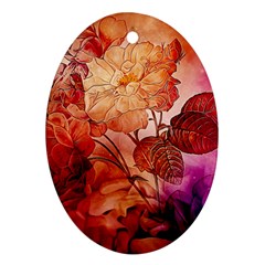 Flower Power, Colorful Floral Design Oval Ornament (two Sides) by FantasyWorld7