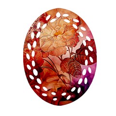 Flower Power, Colorful Floral Design Oval Filigree Ornament (two Sides) by FantasyWorld7