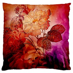 Flower Power, Colorful Floral Design Large Cushion Case (two Sides) by FantasyWorld7