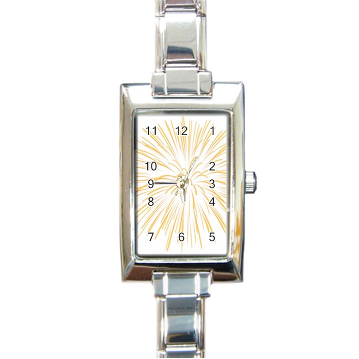 Yellow Firework Transparent Rectangle Italian Charm Watch