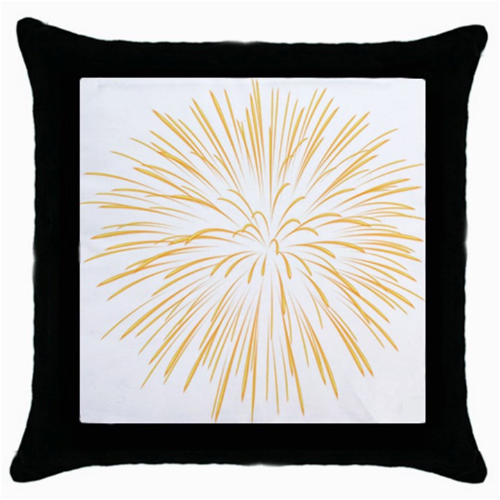 Yellow Firework Transparent Throw Pillow Case (Black)