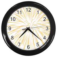 Yellow Firework Transparent Wall Clock (black) by Mariart