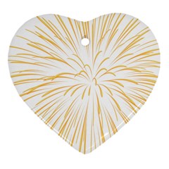 Yellow Firework Transparent Heart Ornament (two Sides) by Mariart