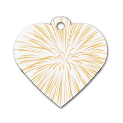 Yellow Firework Transparent Dog Tag Heart (one Side) by Mariart