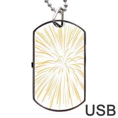 Yellow Firework Transparent Dog Tag Usb Flash (one Side)