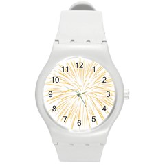 Yellow Firework Transparent Round Plastic Sport Watch (m) by Mariart