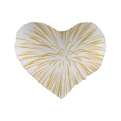 Yellow Firework Transparent Standard 16  Premium Flano Heart Shape Cushions by Mariart