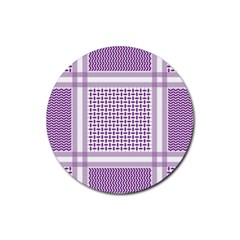 Purple Geometric Headdress Rubber Coaster (round)  by Mariart