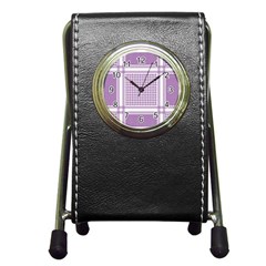 Purple Geometric Headdress Pen Holder Desk Clock by Mariart