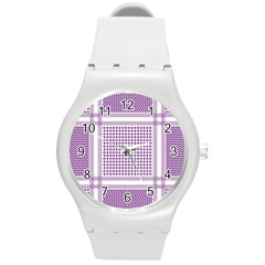 Purple Geometric Headdress Round Plastic Sport Watch (m)