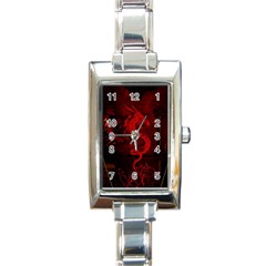 Wonderful Red Chinese Dragon Rectangle Italian Charm Watch by FantasyWorld7