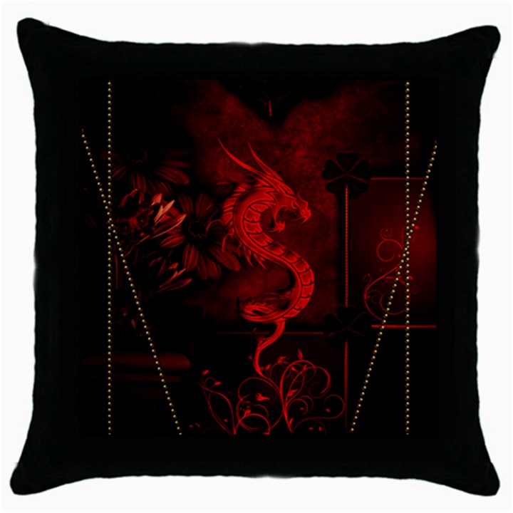 Wonderful Red Chinese Dragon Throw Pillow Case (Black)