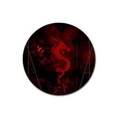 Wonderful Red Chinese Dragon Rubber Coaster (round)  by FantasyWorld7