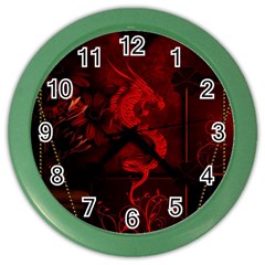 Wonderful Red Chinese Dragon Color Wall Clock by FantasyWorld7