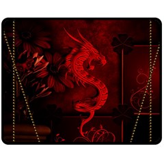 Wonderful Red Chinese Dragon Fleece Blanket (medium)  by FantasyWorld7