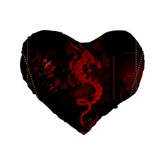 Wonderful Red Chinese Dragon Standard 16  Premium Heart Shape Cushions by FantasyWorld7