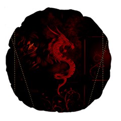 Wonderful Red Chinese Dragon Large 18  Premium Flano Round Cushions by FantasyWorld7