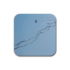 Airplane Airplanes Blue Sky Rubber Coaster (square)  by Mariart