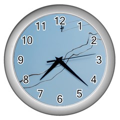 Airplane Airplanes Blue Sky Wall Clock (silver)