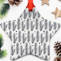 Christmas Pine Pattern Organic hand drawn Modern black and white Ornament (Star)