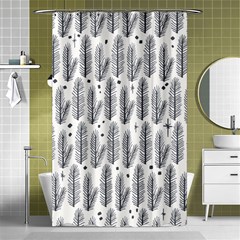 Christmas Pine Pattern Organic hand drawn Modern black and white Shower Curtain 48  x 72  (Small) 