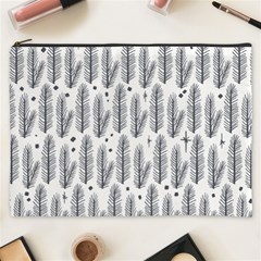 Christmas Pine Pattern Organic hand drawn Modern black and white Cosmetic Bag (XXXL)