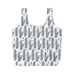 Christmas Pine Pattern Organic hand drawn Modern black and white Full Print Recycle Bag (M)