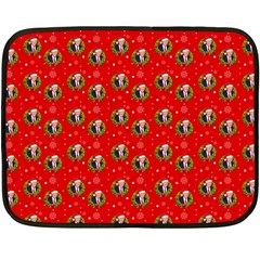 Trump Wrait Pattern Make Christmas Great Again Maga Funny Red Gift With Snowflakes And Trump Face Smiling Fleece Blanket (mini) by snek