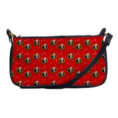 Trump Wrait Pattern Make Christmas Great Again Maga Funny Red Gift With Snowflakes And Trump Face Smiling Shoulder Clutch Bag by snek